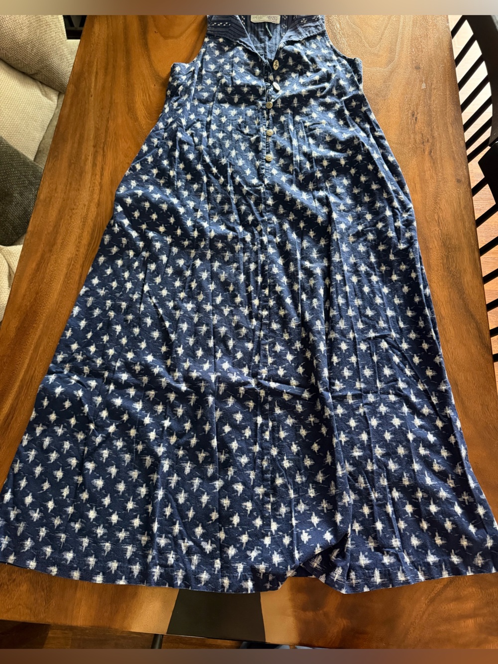Sun Babies Hawaii for Liberty House Sleeveless Navy ikat Maxi Dress